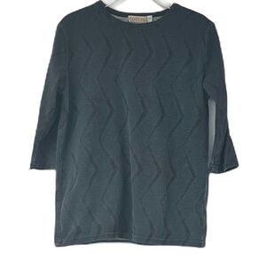 Tottini girls herringbone sequin size 7 teal blue 3/4 sleeve lightweight top